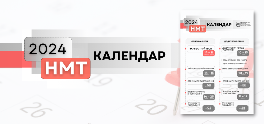 НМТ-2024: КАЛЕНДАР ПРОВЕДЕННЯ